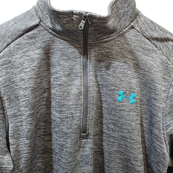 Under Armour ColdGear Fleece 1/2 Zip Gray Long Sleeve Pullover Size L - Picture 3 of 7